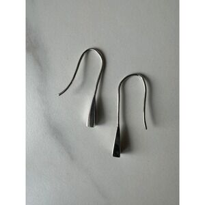 925 Sterling Silver Minimalist Tapered Geometric Drop Hook Earrings